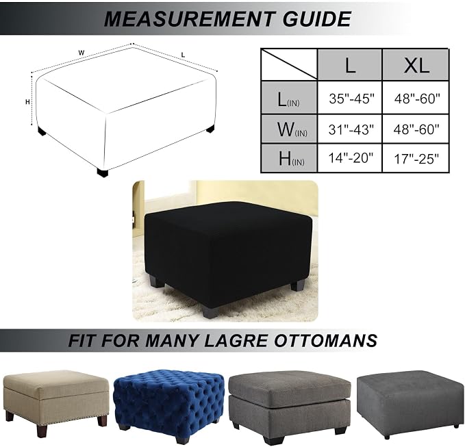 NeColorLife Stretch Ottoman Cover Square Soft Knitted Jacquard Washable Thick - Image 4