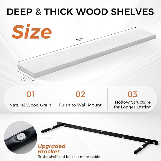 Fun Memories Floating Shelves for Wall, 40 Inch Floating Shelves for Home Decor - Image 3