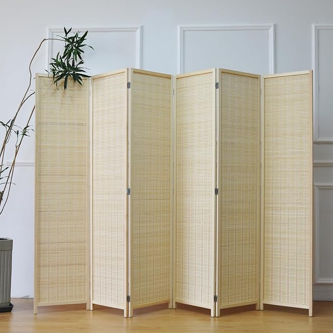 Furnnylane 6 Panel Bamboo Room Divider – 5.6 ft Tall Folding Privacy Screen - Image 2