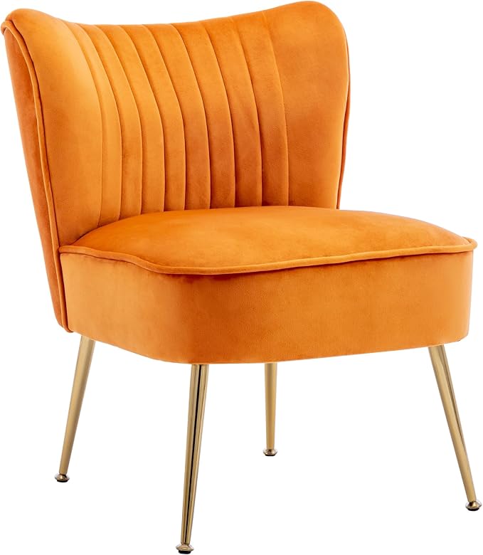 Velvet Accent Chairs Set of 2 for Comfy Living Room Armless Slipper Chair Mid - Image 8