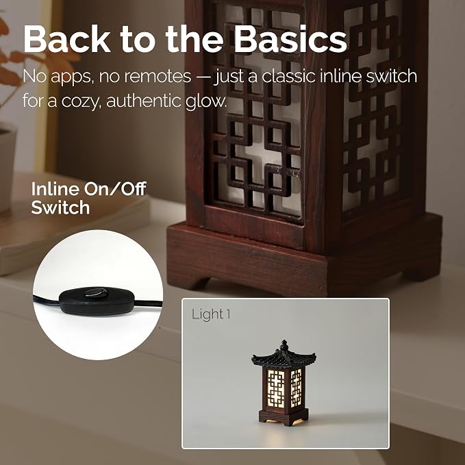 Traditional Korean Wood Lamp | Handmade Asian Oriental Table Lantern | Bedside - Image 4