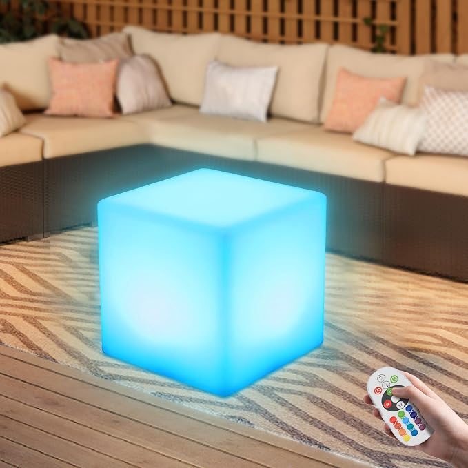 Rechargeable LED Cube Chair, 16 Colors Remote Conctrol Glow Furniture Stool - Image 2
