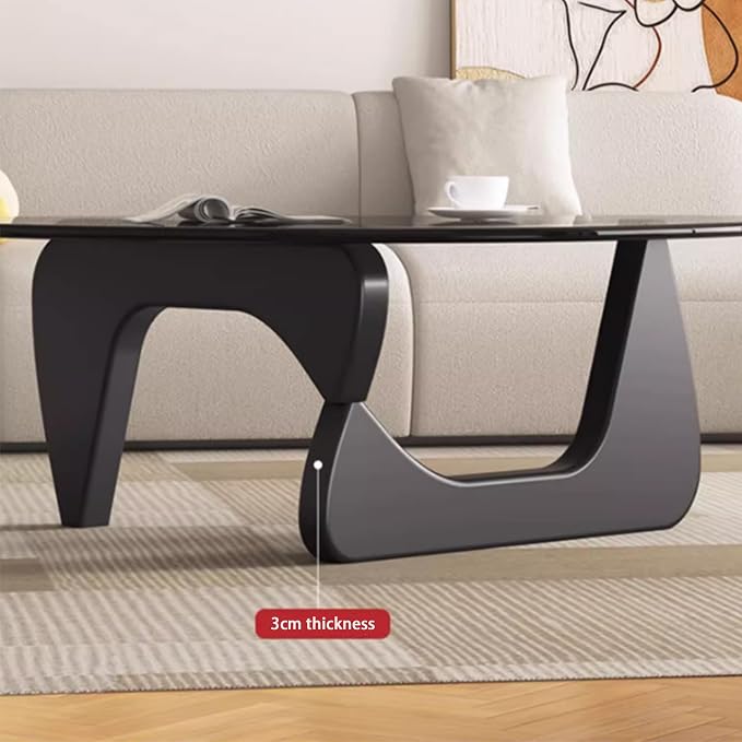 EASYSOUL Modern Glass Coffee Table, 44.88" D x 32.28" W x 15.75" H, Abstract - Image 6