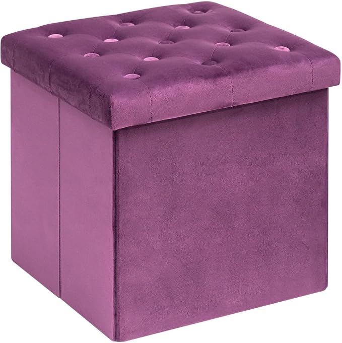 B FSOBEIIALEO Storage Ottoman Cube Velvet Tufted Folding Ottomans by BFSOBEIIALEO