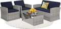 KROFEM 4-Piece Patio Furniture Set, Wicker Outdoor Rattan Sectional Sofa by KROFEM