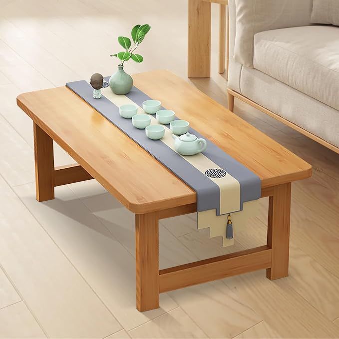 Japanese Floor Sitting Table, Folding Wood Tea Table Chabudai Japanese Coffee - Image 5