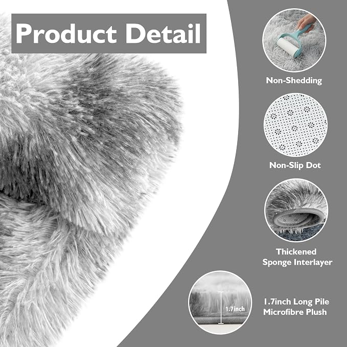 Shag Area Rug for Bedroom 4x6, Fluffy Area Rugs for Living Room, Soft Fuzzy Rug - Image 3