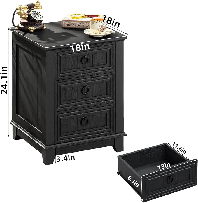 Joaxswe Farmhouse Night Stand Set of 2, Dresser - Image 3