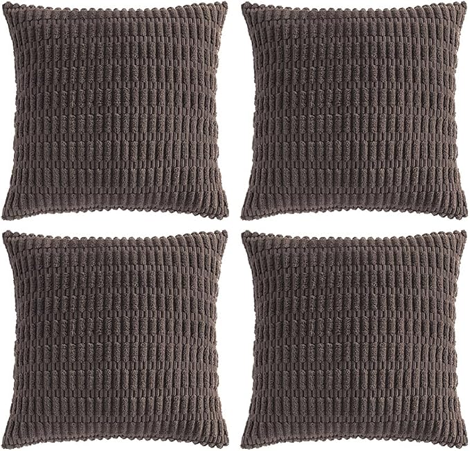 Fancy Homi 4 Packs Boho Dark Brown Decorative Throw Pillow Covers 18x18 Inch by Fancy+Homi