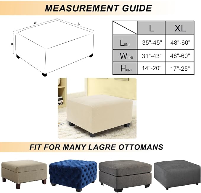 NeColorLife Stretch Ottoman Cover Square Soft Knitted Jacquard Washable Thick - Image 4