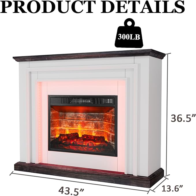 44" LED Lights Electric Fireplace - Image 2
