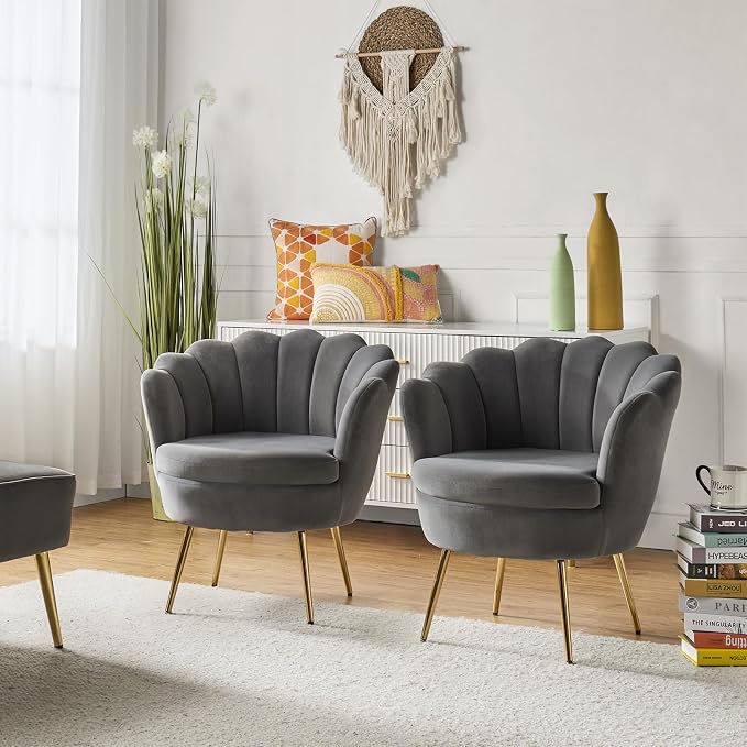 HULALA HOME Modern Velvet Accent Chairs Set of 2 by HULALAHOME