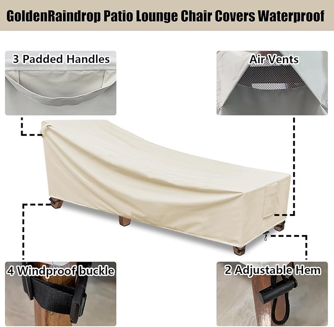 Outdoor Chaise Lounge Covers Waterproof Patio Lounge Chair Covers, 600D - Image 5
