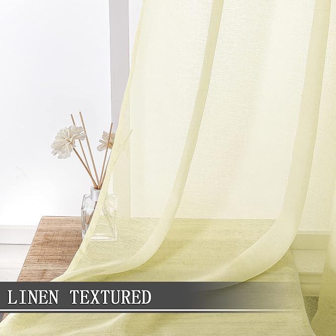 Tollpiz Sheer Tier Curtain Linen Textured Half Kitchen Curtains Sheer Light - Image 2