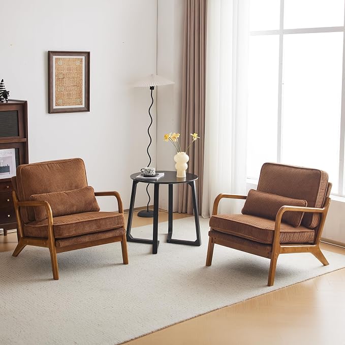 Karl home Mid-Century Modern Accent Chair, Living Room Chairs - Image 8