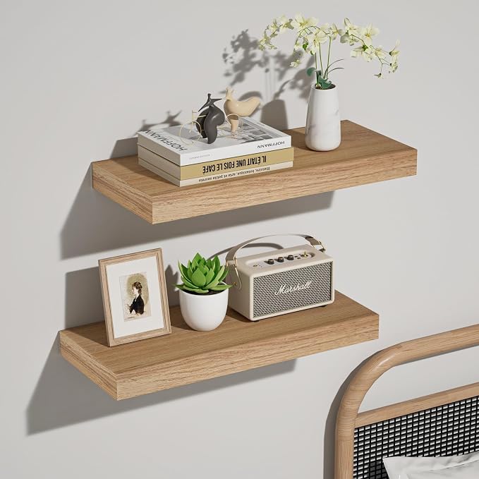Oak Floating Shelves Wood for Wall 15.7in Wall Mounted Display Ledge Shelves - Image 7