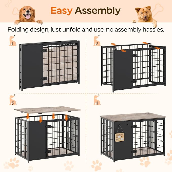 YATINEY Foldable Dog Crate Furniture, Dog Crate - Image 3