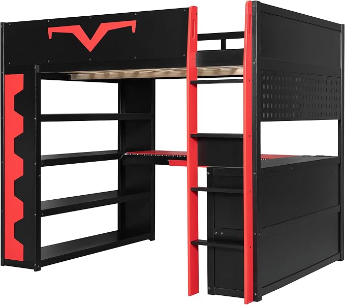 Full Size Gaming Loft Bed with Integrated Desk & RGB LED Lights, Pro-Gamer Bunk - Image 5