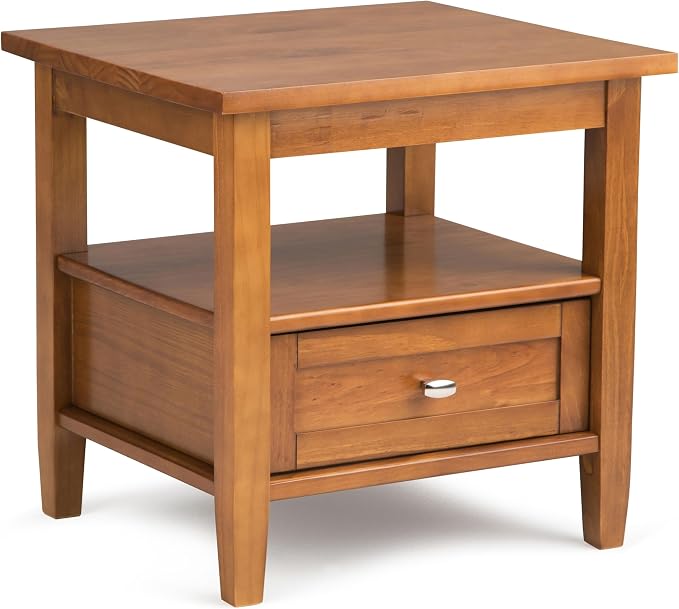 SIMPLIHOME Warm Shaker Solid Wood 20 inch Wide Rectangle Transitional End Side by SimpliHome