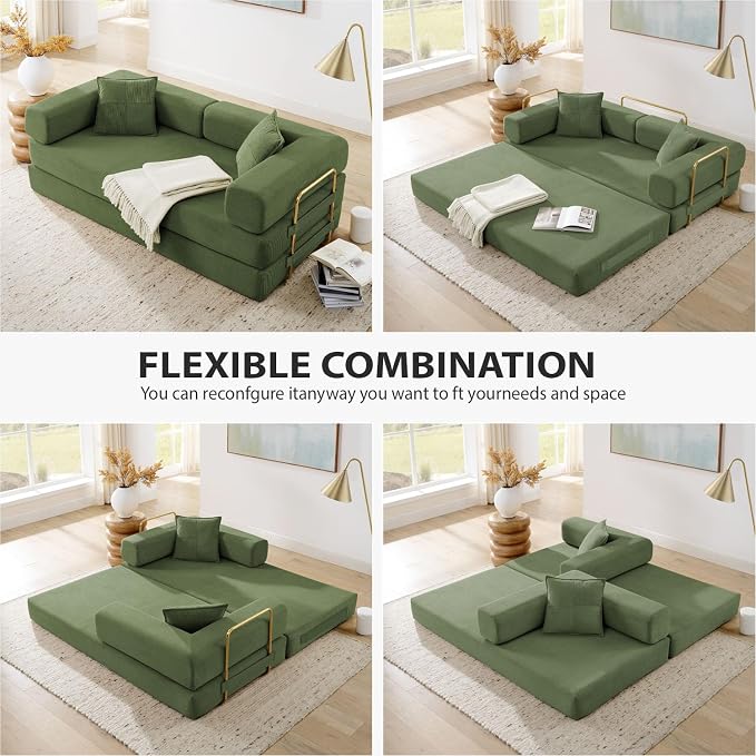 HANXIN 78 Inch Convertible Sleeper Sofa Bed, Folding Floor Mattress Couch - Image 5