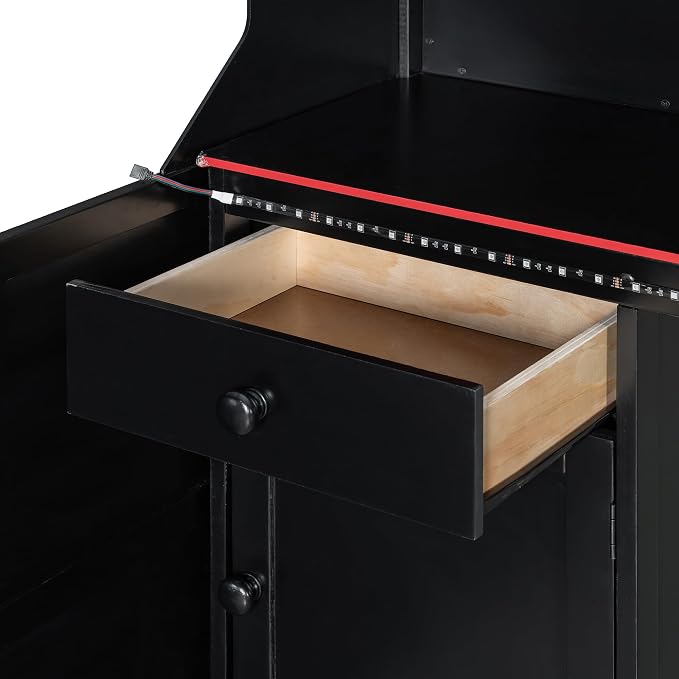 Modern Gaming Loft Bed with Built-in Desk, LED Lighting & Charging Hub – Full - Image 7