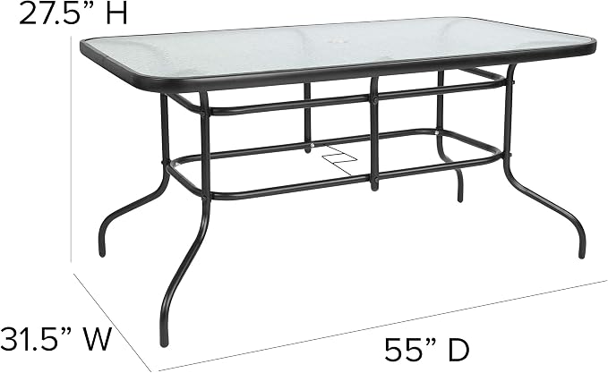 Flash Furniture Lila 7-Piece Glass Patio Table and Chairs Set, Outdoor Patio - Image 5