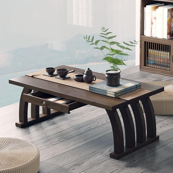 Stylish Portable Japanese Wooden Floor Table - Image 7