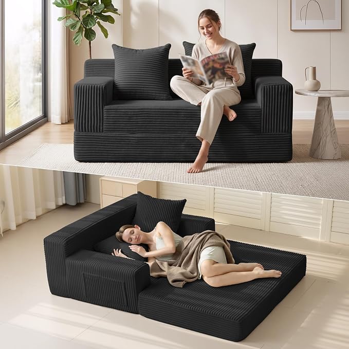 Erament Loveseat Boneless Convertible Sofa Bed, Folding Floor Futon Sleeper - Image 9