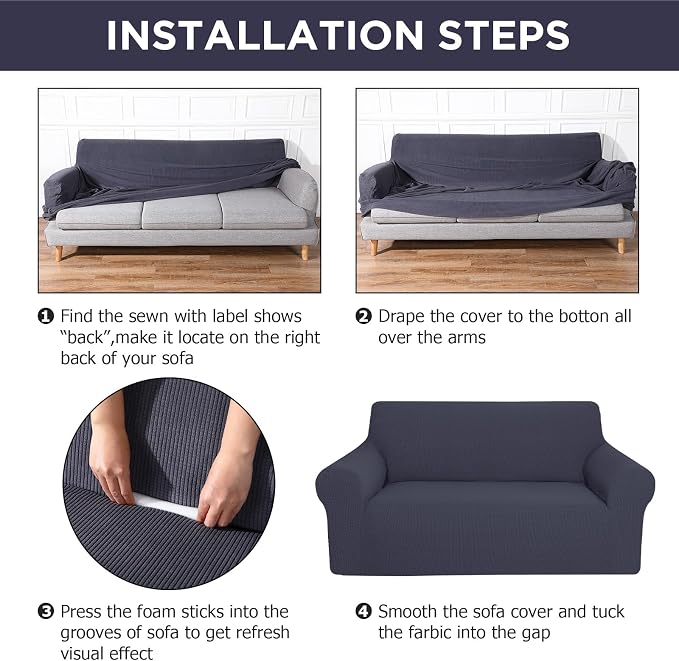 Peryiter 3 Pcs Couch and Loveseat Covers Set Sofa Cover - Image 3