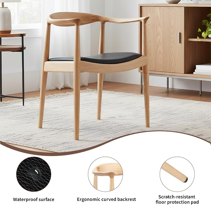 Kennedy Armchair, Mid Century Modern Dining Chair, PU Upholstered Kennedy Chair - Image 4