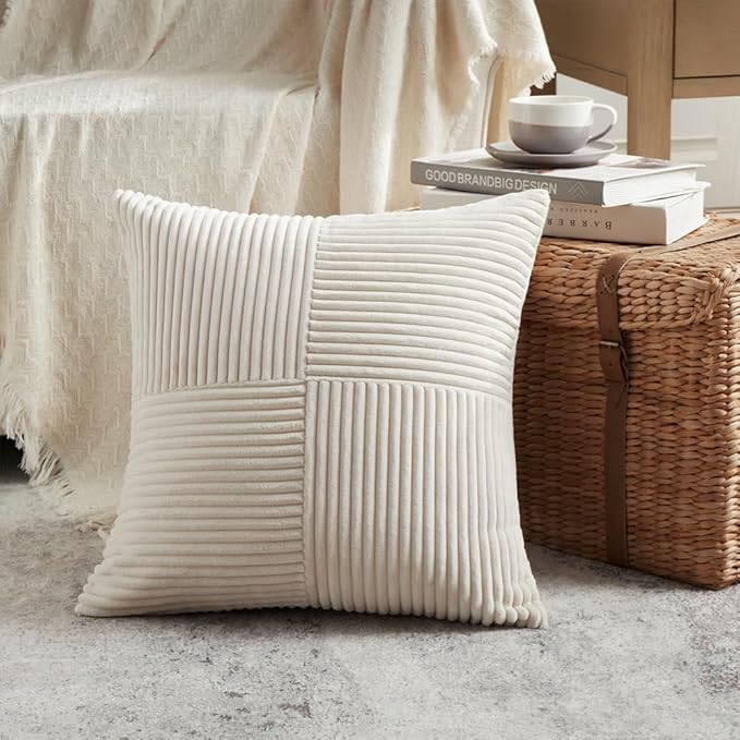 Fancy Homi 2 Packs Boho Cream Decorative Throw Pillow Covers 18x18 Inch - Image 2
