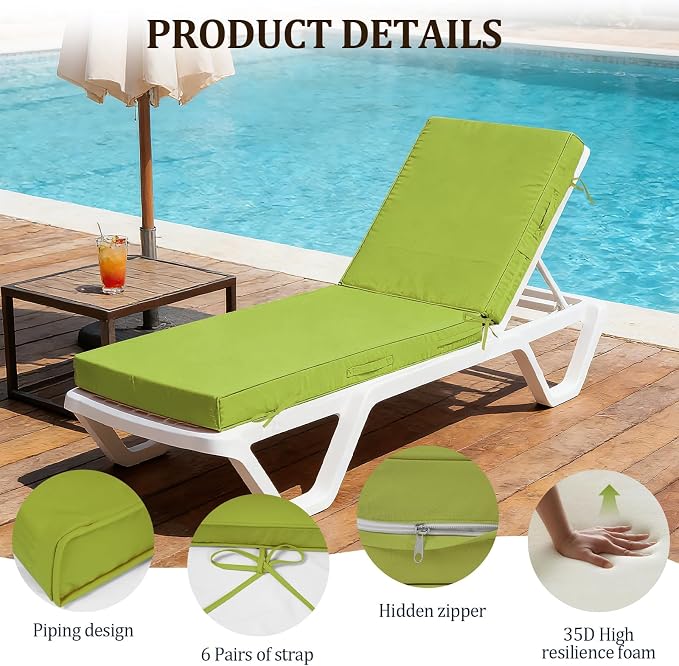 80x26x4in Lounge Cushions for Outdoor Furniture, Outdoor Lounge Chair Cushions - Image 6