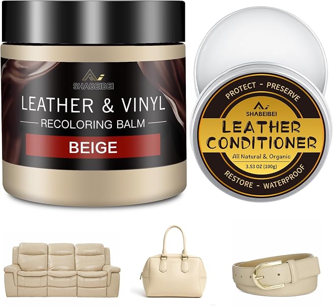 Leather Recoloring Balm with 100ml Mink Oil, Car Seats, Dye & Restorer by SHABEIBEI