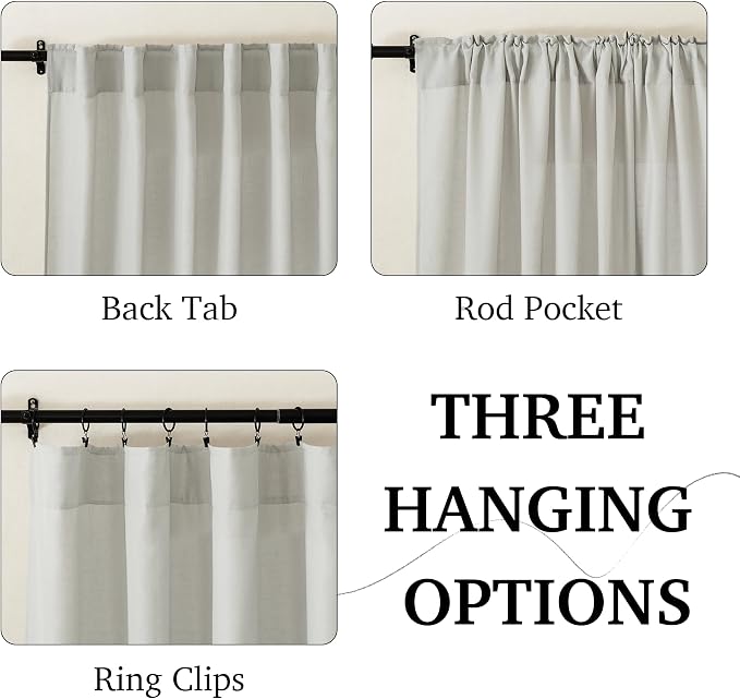 RYB HOME Nursery Soft Linen Sheer Curtains - Image 2