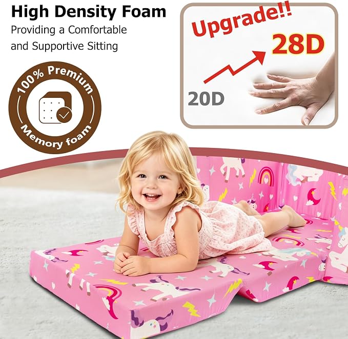 Kids Couch, 2-in-1 Kids Fold Out Couch, Convertible Sofa to Lounger - Image 5