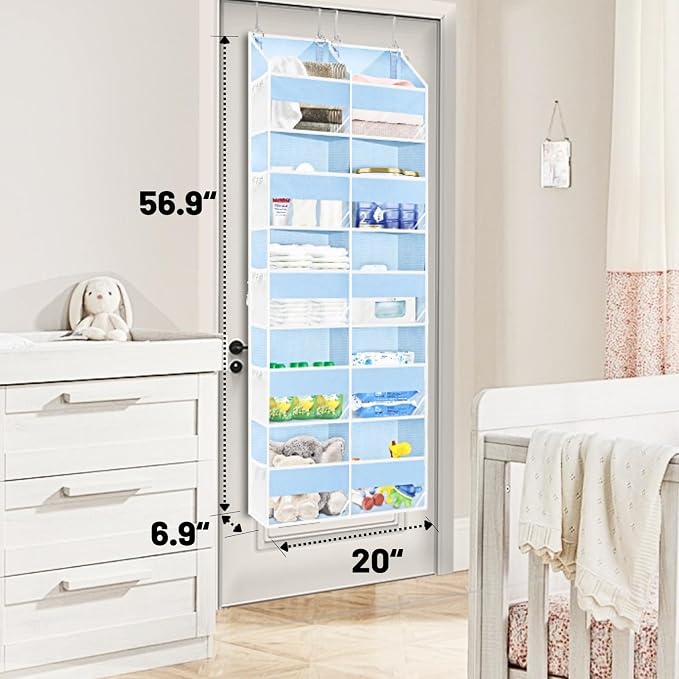 Blue Over the Door Organizer 5 Tiers, Extra Large Behind Door Storage of 10 - Image 4