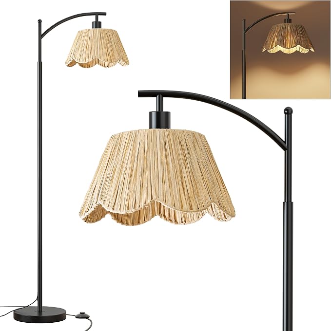 Oneach Boho Rattan Floor Lamp for Living Room, Farmhouse Standing Lamp - Image 8