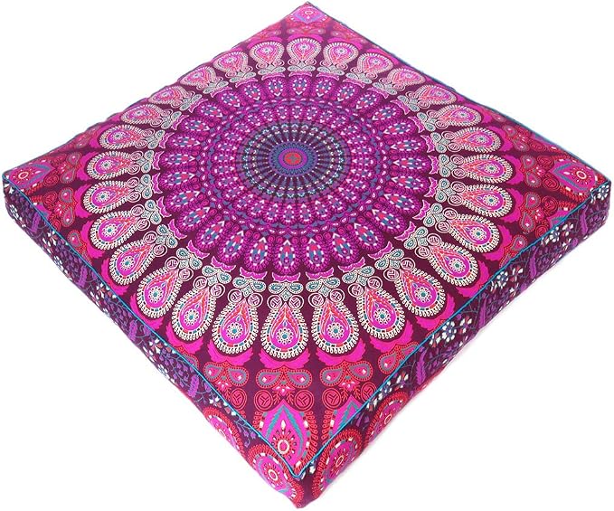 Mandala Floor Pillow Cover Meditation Cushion Seating Throw Hippie Round by EyesofIndia
