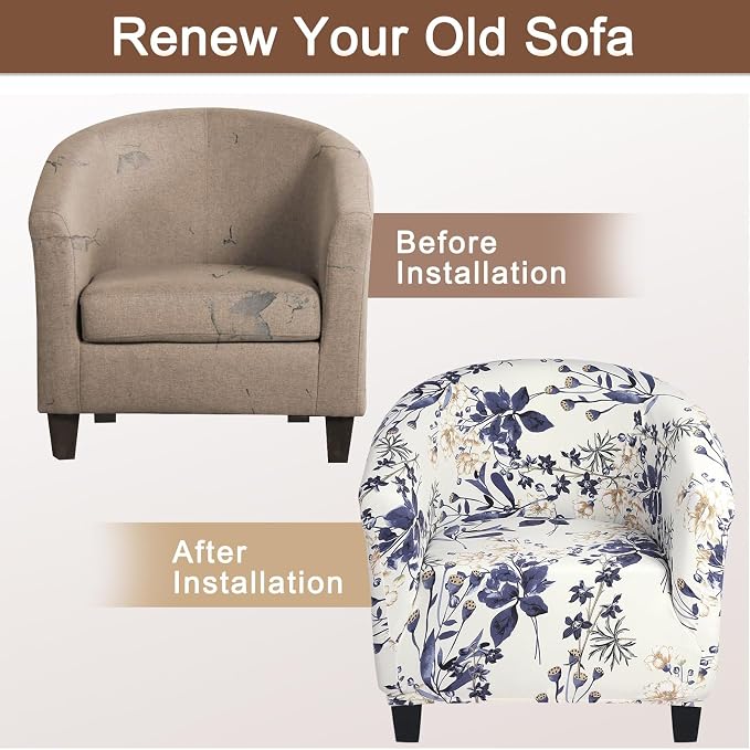SearchI Club Chair Slipcover Stretch Barrel Chair Covers Printed Tub Chair - Image 6