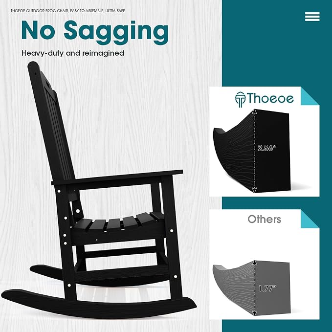 THOEOE Oversized Rocking Chair Set of 4, Outdoor Rocking Chair - Image 6