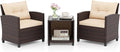 HAPPYGRILL 3 Pieces Patio Conversation Set, Outdoor Rattan Wicker Chairs & by HAPPYGRILL