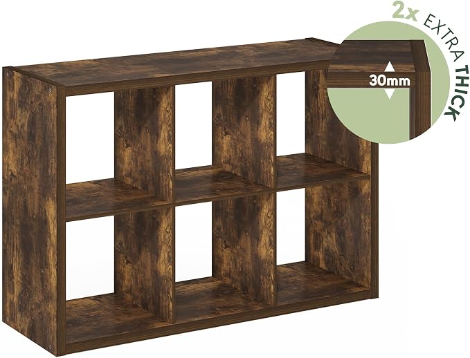 Furinno Cubicle Book Shelf, 6-Cube Bookshelf, Extra Thick Frame Horizontally & - Image 10