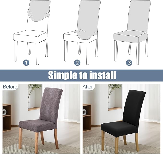 BIETYONE Stretch Dining Chair Covers Set of 8, Soft Removable Washable Kitchen - Image 4