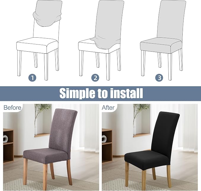 BIETYONE Stretch Dining Chair Covers Set of 2, Soft Removable Washable Kitchen - Image 4