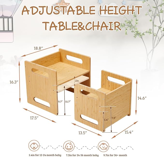 Montessori Table and Chair Set, Bamboo Wood Weaning Table and Chair Set - Image 6
