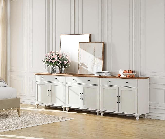 WAMAPT Buffet Cabinet with 6 Doors and 3 Drawers, Large Coffee Bar Table Wood - Image 9