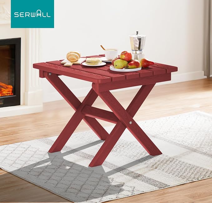 SERWALL Folding Adirondack Side Table, HDPE Small Outdoor Table, No Assembly - Image 8
