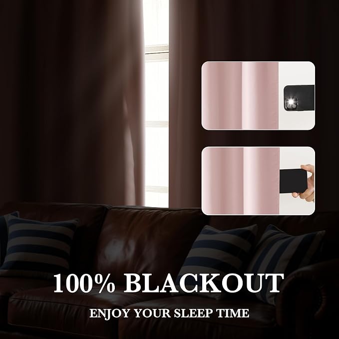 RYB HOME Bedroom Blackout Curtains 54 inches Long, 100% Blackout Thermal - Image 4