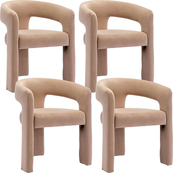 BESTANO Set of 4 Modern Velvet Fabric Upholstered Dining Chairs by BESTANO