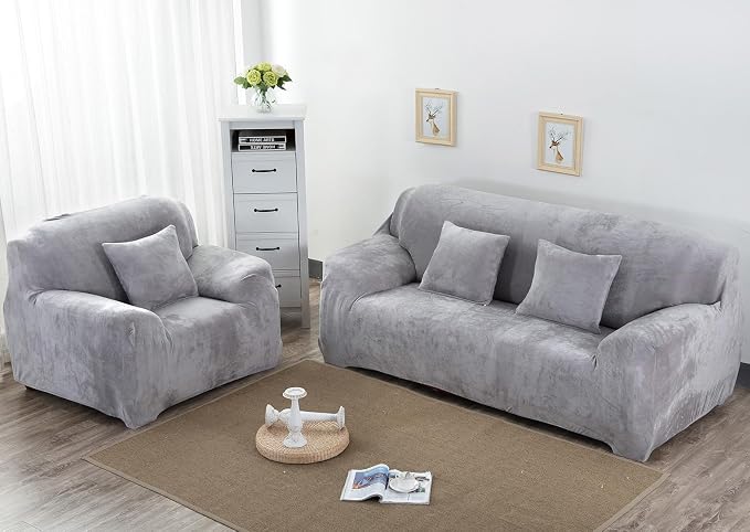 vctops 1-Piece Velvet Plush Stretch Chair Sofa Slipcover Soft Fuzzy Fluffy - Image 2